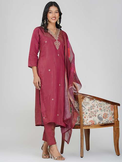 women three quarter sleeve kurta pant with dupatta set - 21901372 - Very Small Image - 1