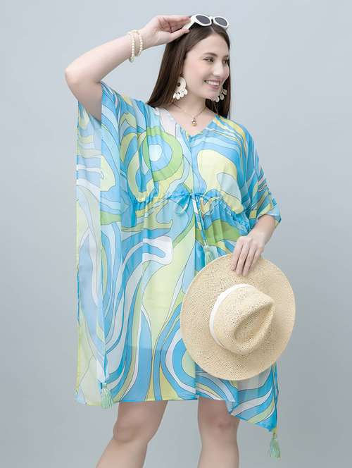 women printed kimono sleeves kaftan dress - 21901571 - Very Small Image - 1