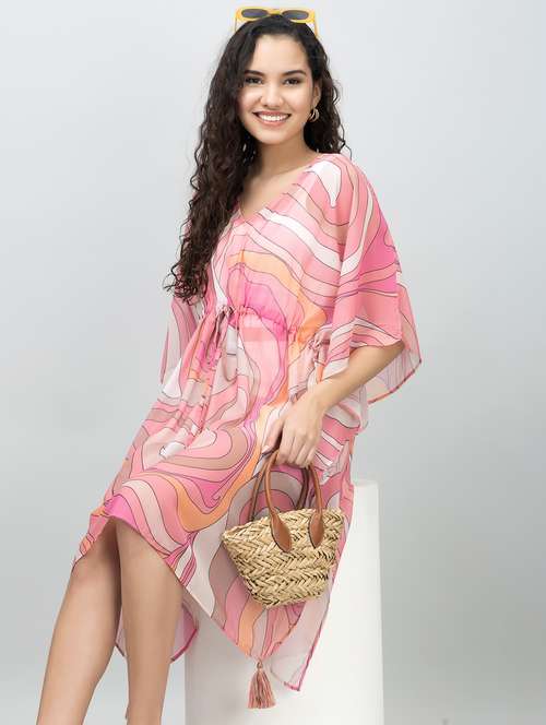 women printed kimono sleeves kaftan dress - 21901585 - Very Small Image - 1
