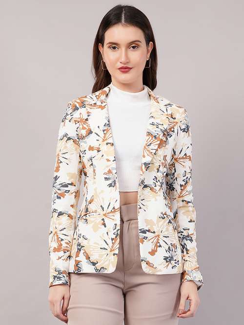 women floral print long sleeves single breasted blazer - 21905162 - Very Small Image - 1