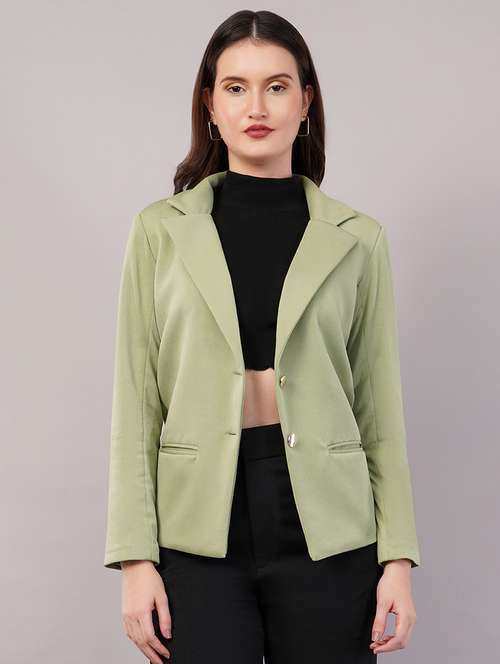 women solid long sleeves single breasted blazer - 21905175 - Very Small Image - 1