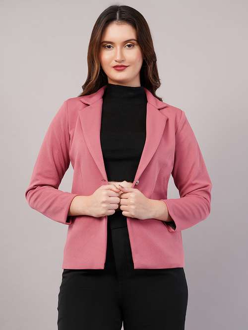 women solid long sleeves single breasted blazer - 21905182 - Very Small Image - 1