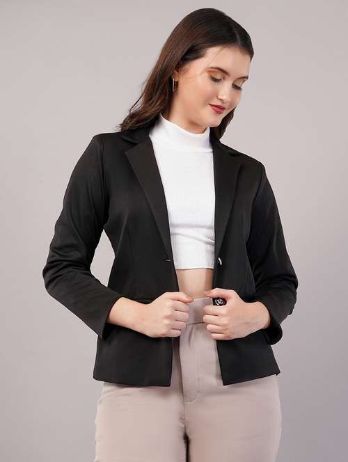 women solid long sleeves single breasted blazer - 21905184 - Very Small Image - 1