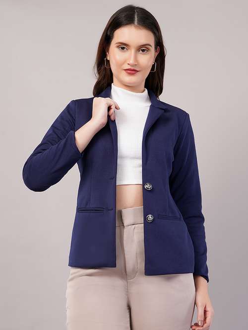 women solid long sleeves single breasted blazer - 21905185 - Very Small Image - 1