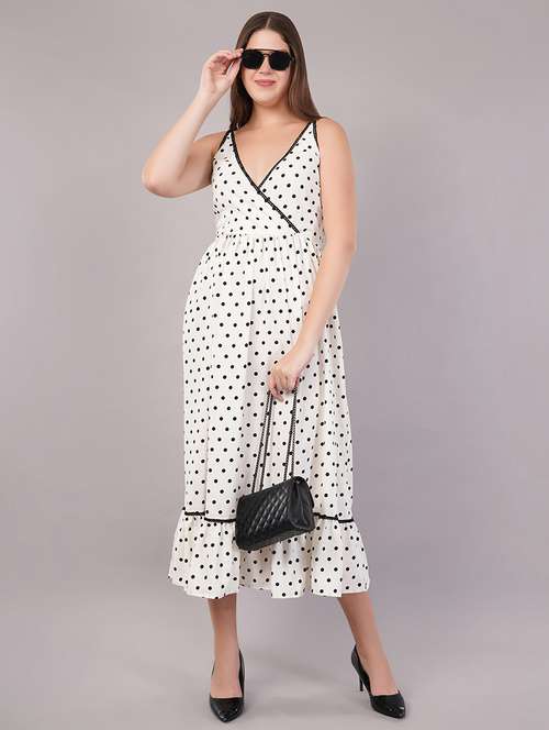 women polka doted shoulder strap tiered dress - 21905214 - Very Small Image - 1