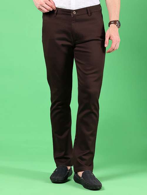 men solid md rise flat front casual chinos  - 21907465 - Very Small Image - 1