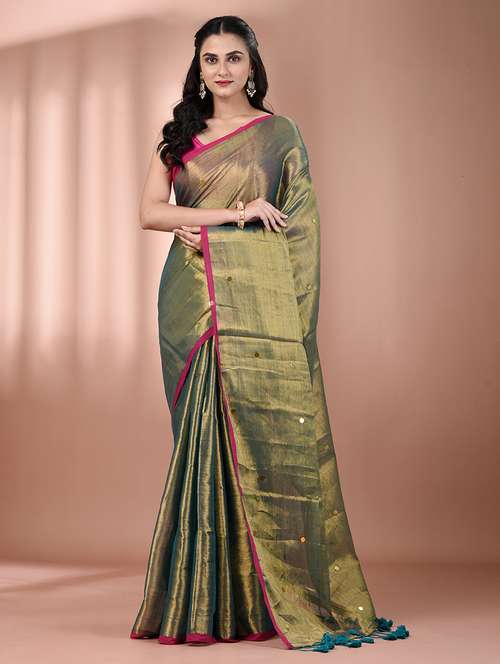 women solid with work embellished saree  with blouse - 21908355 - Very Small Image - 1