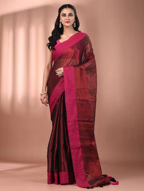 women solid with work embellished saree  with blouse - 21908401 - Very Small Image - 1