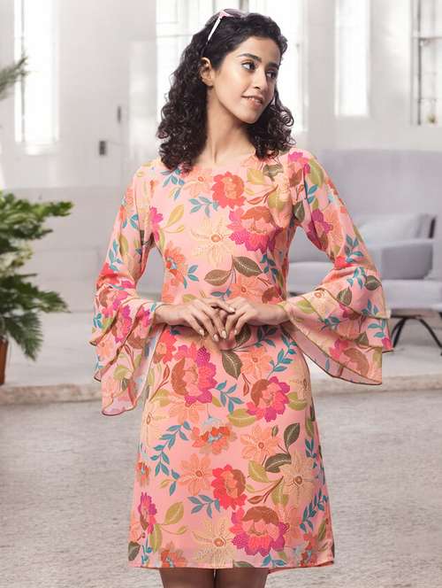 women floral print bll sleeves a-line dress - 21910403 - Very Small Image - 1