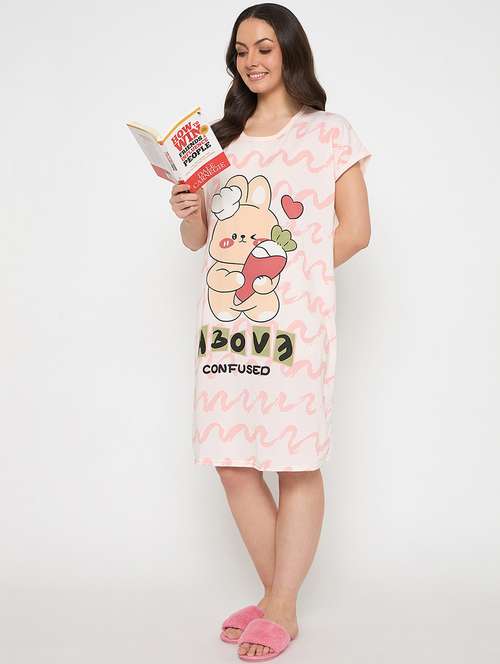 women printed short sleeves sleepshirt - 21911580 - Very Small Image - 1