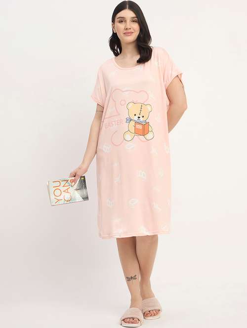 women printed short sleeves sleepshirt - 21911596 - Very Small Image - 1