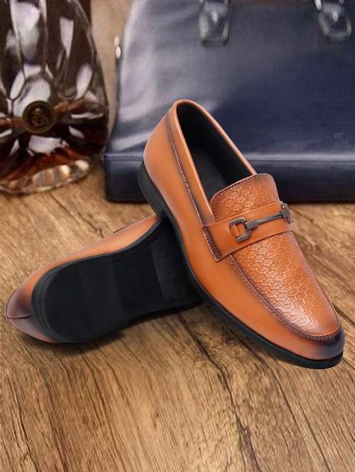men tan textured slip on horsebit loafer - 21911735 - Very Small Image - 1