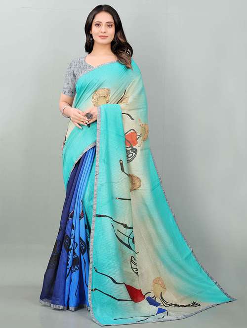 women printed casual wear saree with blouse - 21911788 - Very Small Image - 1