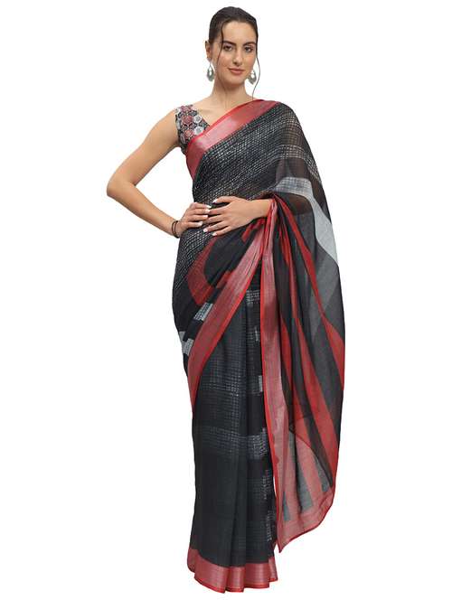 women printed casual wear saree with blouse - 21911850 - Very Small Image - 1