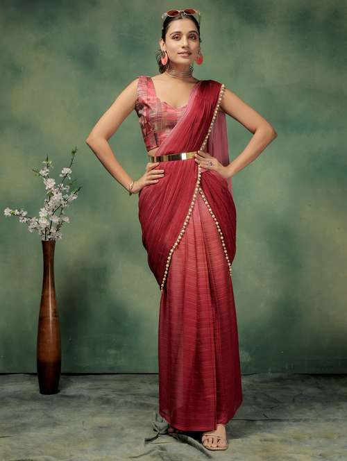 women ombre ready to wear saree with blouse - 21911871 - Very Small Image - 1