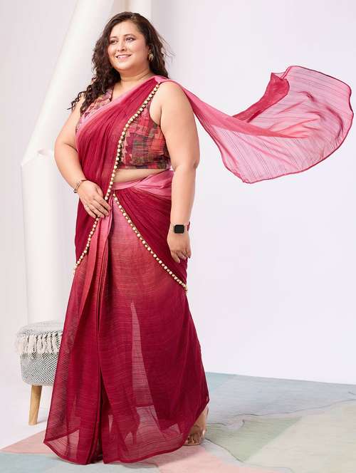 women ombre ready to wear saree with blouse - 21911873 - Very Small Image - 1
