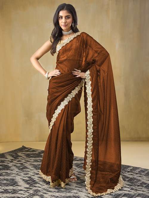 women brown ready to wear saree with blouse - 21911921 - Very Small Image - 1