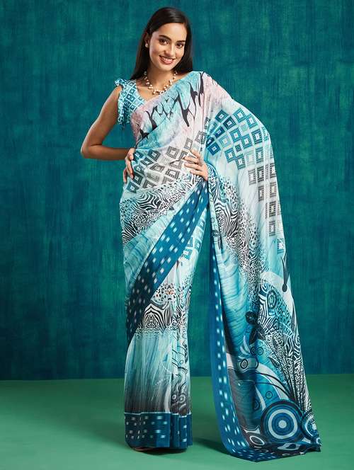 women printed casual wear saree with blouse - 21912003 - Very Small Image - 1