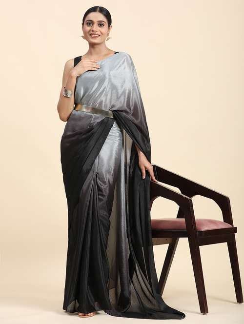 women ombre printed ready to wear saree with blouse - 21912260 - Very Small Image - 1