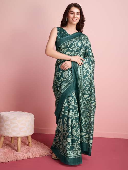 women printed casual wear saree with blouse - 21912331 - Very Small Image - 1