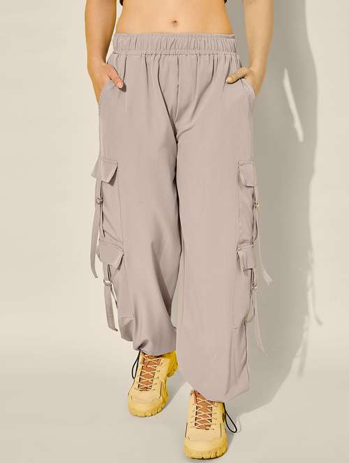 women solid high rise parachute pant - 21913304 - Very Small Image - 1