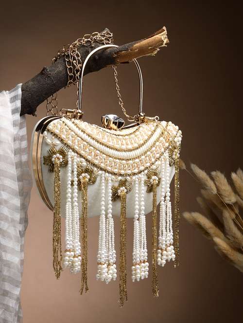 women embellished clutch with detachable sling chain - 21918653 - Very Small Image - 1