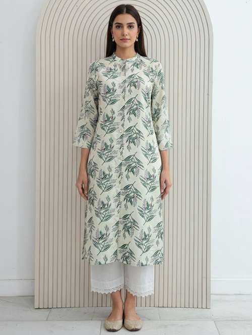 women printed three quarter sleeve kurta palazzo set - 21922353 - Very Small Image - 1