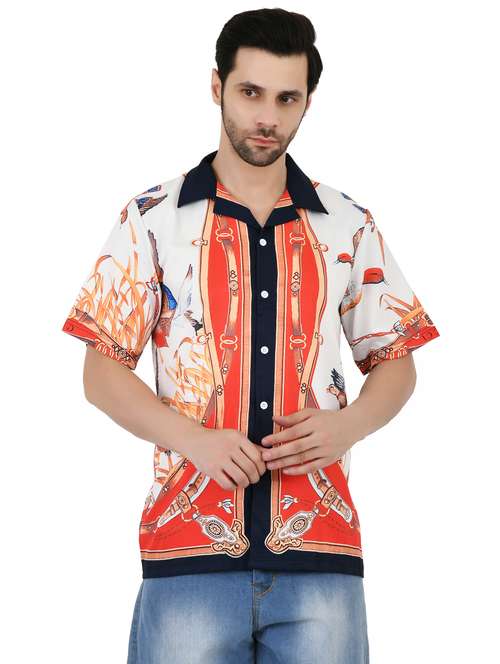 men printed collared short sleeves shirt - 21928470 - Very Small Image - 1