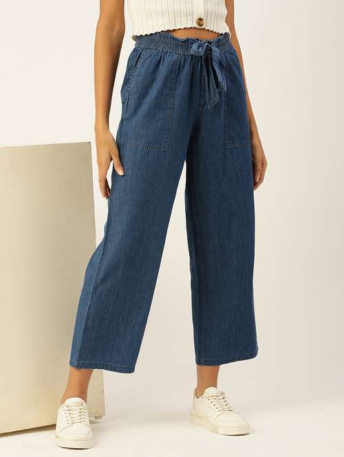 women solid high rise straight  trouser - 21928567 - Very Small Image - 1