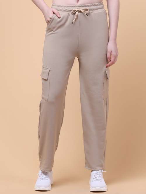 women beige solid mid rise cargo - 21931394 - Very Small Image - 1