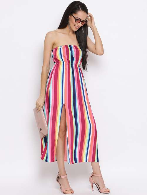 women striped tube a-line dress - 21931404 - Very Small Image - 1