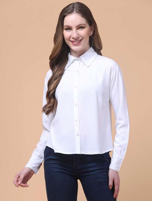 women solid collared long sleeve shirt - 21931959 - Very Small Image - 1