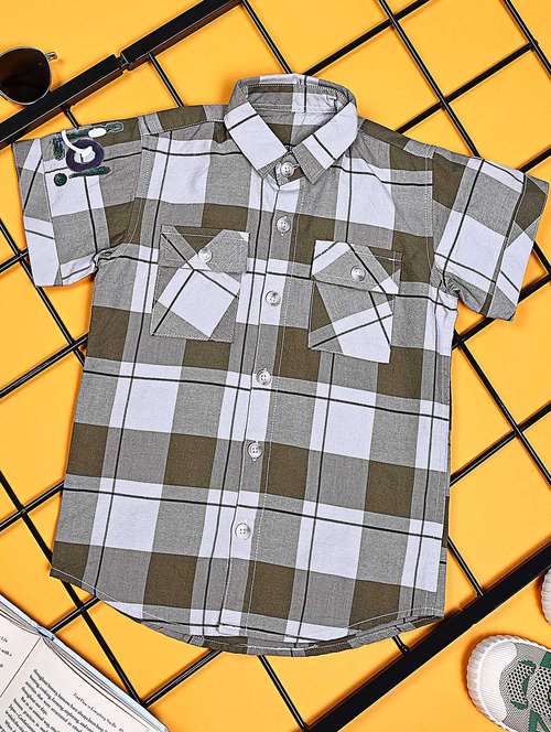 boys checkered short sleeve casual shirt - 21934716 - Very Small Image - 1