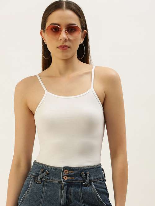 women solid shoulder strap tank top - 21935889 - Very Small Image - 1