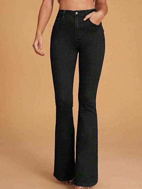 women solid high rise bootcut jean - 21936943 - Very Small Image - 1