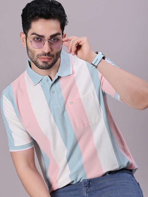 men striped short sleeve regular fit polo t-shirt - 21938499 - Very Small Image - 1