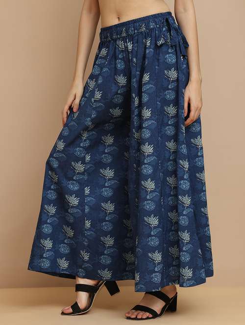 women printed mid rise flared palazzo - 21940414 - Very Small Image - 1