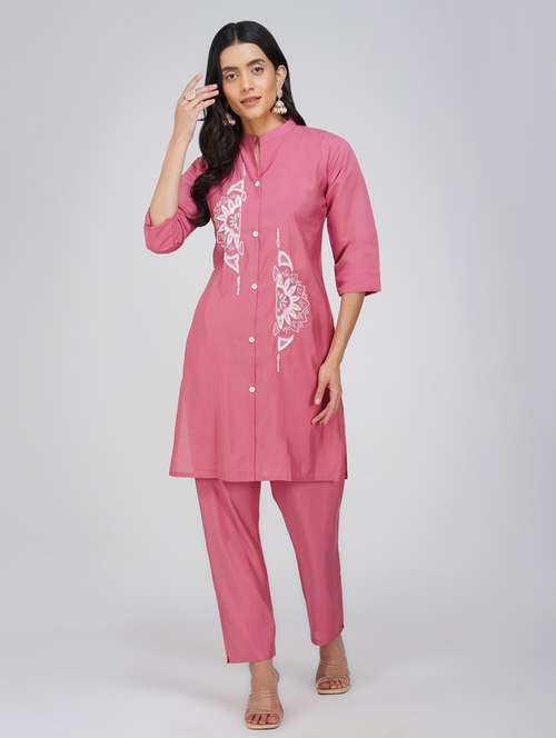peach cotton blend kurta pant  set - 21948917 - Very Small Image - 1