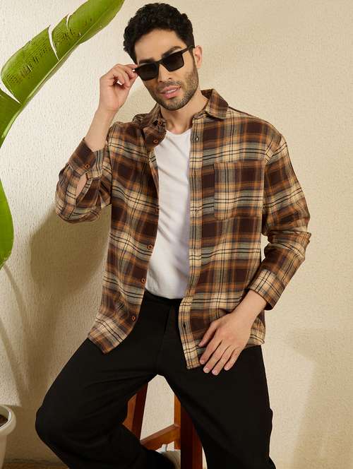 men checkered long sleeve oversized casual shirt - 21949181 - Very Small Image - 1