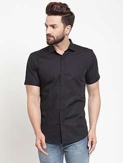 men solid short sleeve slim fit casual shirt - 21951809 - Very Small Image - 1