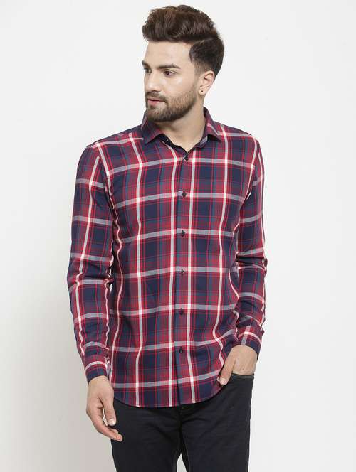 men checkered long sleeve slim fit casual shirt - 21951819 - Very Small Image - 1