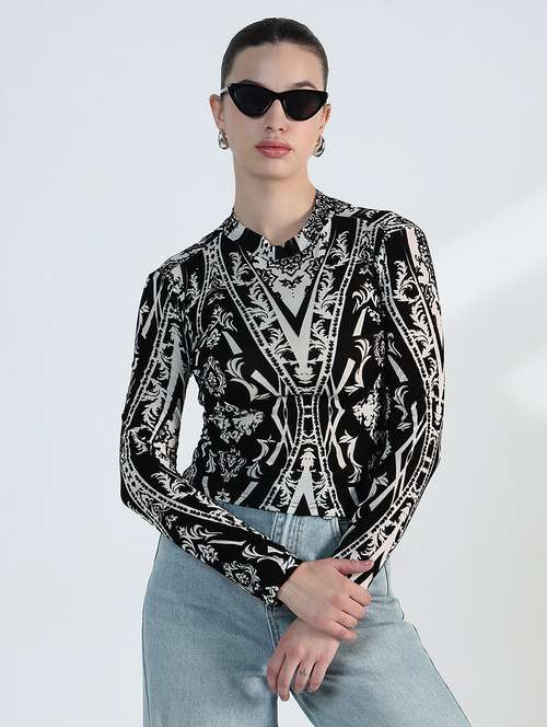 women printed long sleeve crop top - 21955831 - Very Small Image - 1
