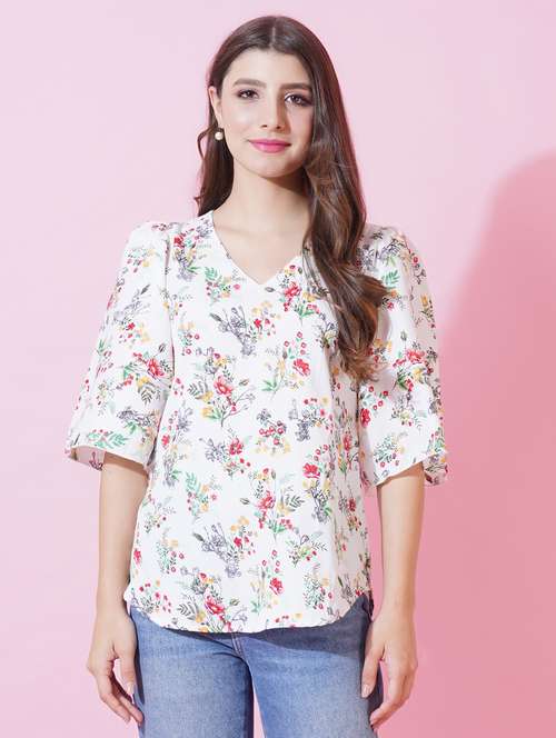 women floral print puff sleeve regular top - 21959260 - Very Small Image - 1