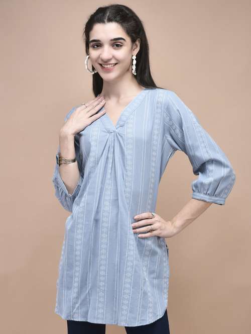 women three quarter sleeve a-line tunic - 21959476 - Very Small Image - 1