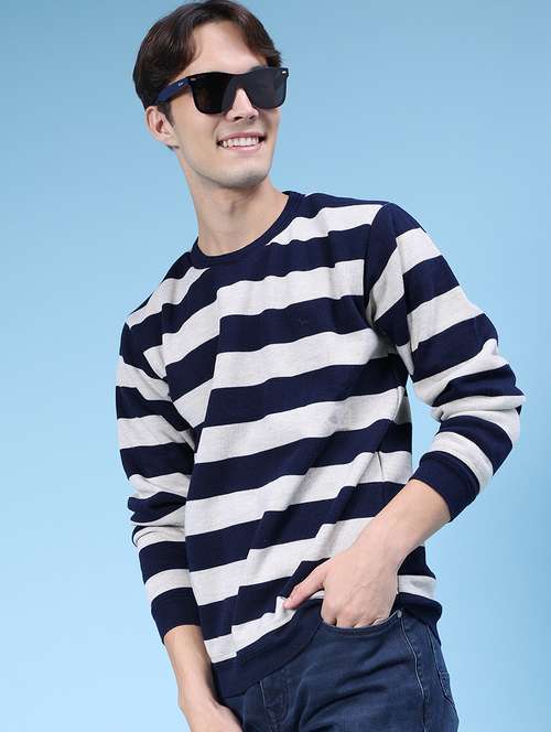men striped long sleeve regular fit pullover - 21959685 - Very Small Image - 1