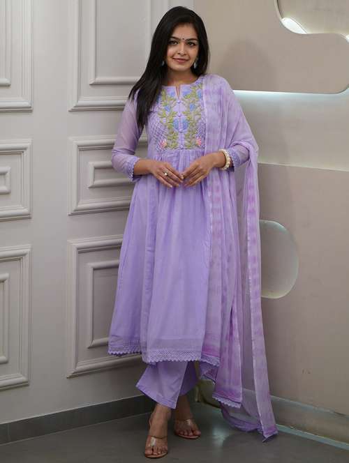 women three quarter sleeve kurta pant with dupatta set - 21961645 - Very Small Image - 1