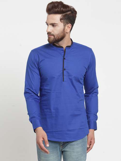 men solid mandarin neck short kurta - 21962078 - Very Small Image - 1