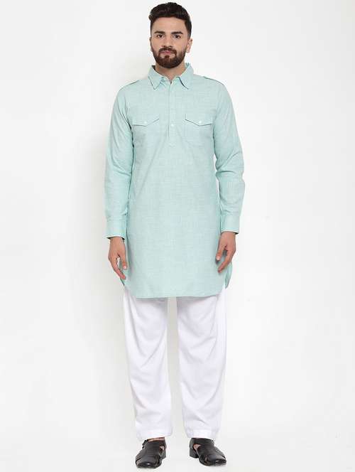 men solid long sleeve pathani kurta - 21962087 - Very Small Image - 1