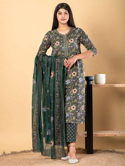 women three quarter sleeve kurta pant with dupatta set - 21962176 - Very Small Image - 1