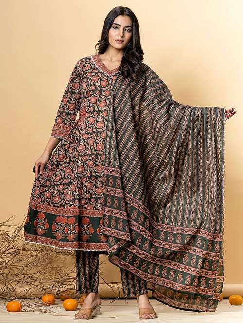 women three quarter sleeve kurta pant with dupatta set - 21962322 - Very Small Image - 1